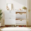 2 Flip Drawers with Drawer, Narrow Shoe Storage Organizer, Freestanding Hidden Shoe Rack Cabinet - 4 of 4
