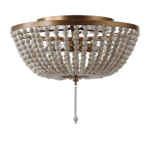 15 Allison Wood Beaded Metal Led Flush Mount Ceiling Light