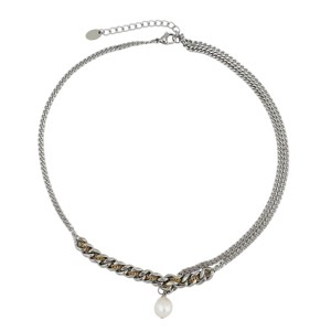 Slate by Rebl Pearl Charm Necklace  Stainless Steel - 1 of 3