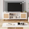 Rattan TV Stand for 65 inch TV, White Entertainment Center Modern TV Console Table with Storage, Doors and Shelves, Media Cabinet for Living Room - 4 of 4