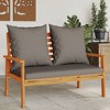 vidaXL Acacia Patio Sofa Bench with Cushions – Outdoor Garden Seating – 47.2"x26.8"x31.9" – Dark Gray - 2 of 4