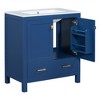 Bathroom vanity set with ceramic sink, modern bathroom cabinet, soft-close doors and drawers, hardwood frame. - 4 of 4