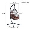 NAYSAYE Patio Swing Heavy Duty Iron Hanging Chair with Wicker Weave and Cushion for Garden and Balcony Relaxation, Black and Brown, 36.61"*78.74"*50" - 3 of 4