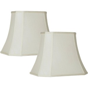 Imperial Shade Set of 2 Creme Medium Cut Corner Rectangular Lamp Shades 10" Top x 16" Bottom x 13" High (Spider) Replacement with Harp and Finial - 1 of 4