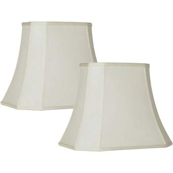 Imperial Shade Set of 2 Creme Medium Cut Corner Rectangular Lamp Shades 10" Top x 16" Bottom x 13" High (Spider) Replacement with Harp and Finial