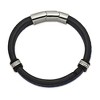 Black Bow Jewelry Stainless Steel, Black/Blue Leather & CZ Adjustable Bracelet, 8 Inch - 2 of 4