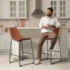 Lirago Brown 2PC Armless Industrial Faux Leather Barstool ¨C 18.5"¡Á19.69"¡Á39.37" Metal Legs with Integrated Footrest - 4 of 4