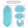 Allure Collection Bathroom Rug, Soft and Absorbent Bath Rugs, Non-Slip Bath Carpet, Machine Washable, Quick-Dry Rug- 4 Pcs Set with Contour, Turquoise - 3 of 4