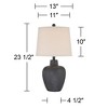 360 Lighting Romeo 23 1/2" High Jar Small Modern Coastal Accent Table Lamps Set of 2 Stone Gray Finish Beige Shade Living Room Bedroom Bedside - 4 of 4