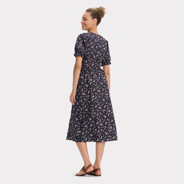 Vestido midi cruzado con manga corta abullonada para mujer - Universal Thread™ 2