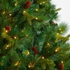 Nearly Natural 8-ft West Virginia Full Bodied Mixed Pine Artificial Christmas Tree with 700 Clear LED Lights and Pine Cones - 3 of 4
