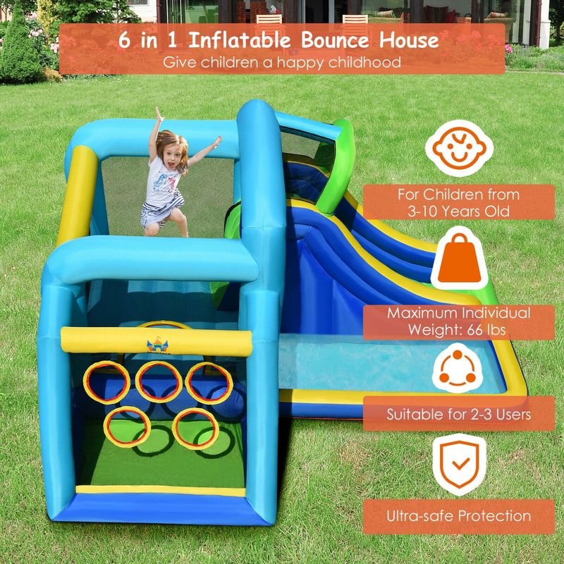 Costway Inflatable Bouncer Climbing Bounce House Kids Slide Park Ball Pit w/ 750W Blower, 5 of 11