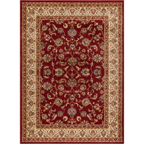 DASTINGO Hand Braided Wool Floral Area Rug in Red