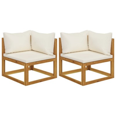 vidaXL Corner Sofa Cream white Solid acacia wood Standard two-seater