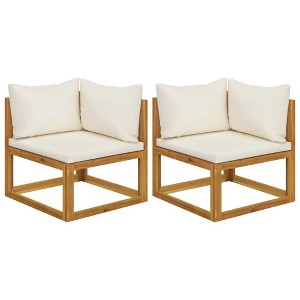 vidaXL Corner Sofa Cream white Solid acacia wood Standard two-seater - 1 of 2