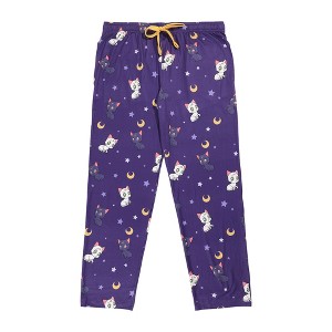 Sailor Moon Artemis & Luna All-Over Print Women's Purple Quick Turn Sleep Pajama Pants - 1 of 3