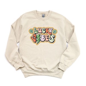 Simply Sage Market Women's Graphic Sweatshirt Lucky Vibes Lightning Bolt - 1 of 3