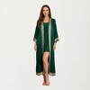 Anna-Kaci Lounge Women's Satin Long Robe with Embroidered Trim and Wide Sleeves - 3 of 4