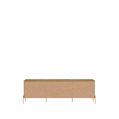 Oak and Gold Modern TV Stand with Storage for 70" TVs