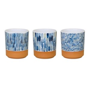 Melrose Watercolor Planter with Clay Accent (Set of 3) - 1 of 4