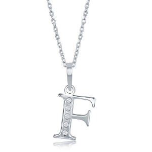 Bella Silver Sterling Silver 0.03cttw Diamond Accent Initial 18" Pendant Necklace - 1 of 2