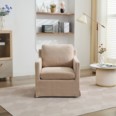 GDFStudio Fitch 29.9" W Upholstered Swivel Chenille Arm Chair with Removable Back Cushion
