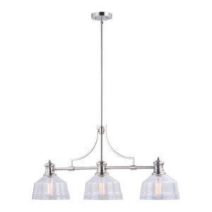 VAXCEL Beloit 3L LED Compatible Farmhouse Linear Chandelier Island Pendant Light Fixture Clear Glass - 1 of 4