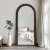 SpassWay Solid Wood Accent Wall Mirror Arched Full Length Mirror Rustic Leaning Mirror for Living Room Bedroom Entryway Charcoal/Weathered White - 3 of 4