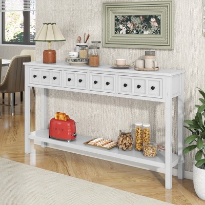 KWPZQEB Console Table, 2-Tier Entryway Table with 2 Drawers and Bottom Shelf, Narrow Sofa Table Hallway Foyer Table for Living Room