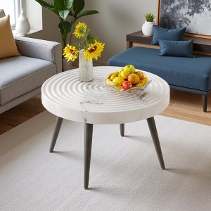23.6" MDF Round Coffee Table with Textured Finish - 1 of 4
