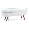 VisioGear Oval Ottoman, Storage Bench with Wood Legs for Living Room, White, 43.5"*16"*16" - 3 of 4