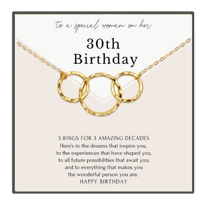 HOPE LOVE SHINE 30th Birthday Necklace 3 Ring Gold Silver 3 Decades Jewelry, 30 BD Gift for Women