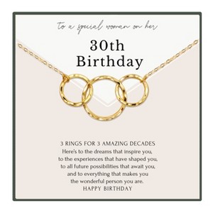 HOPE LOVE SHINE 30th Birthday Necklace 3 Ring Gold Silver 3 Decades Jewelry, 30 BD Gift for Women - 1 of 1