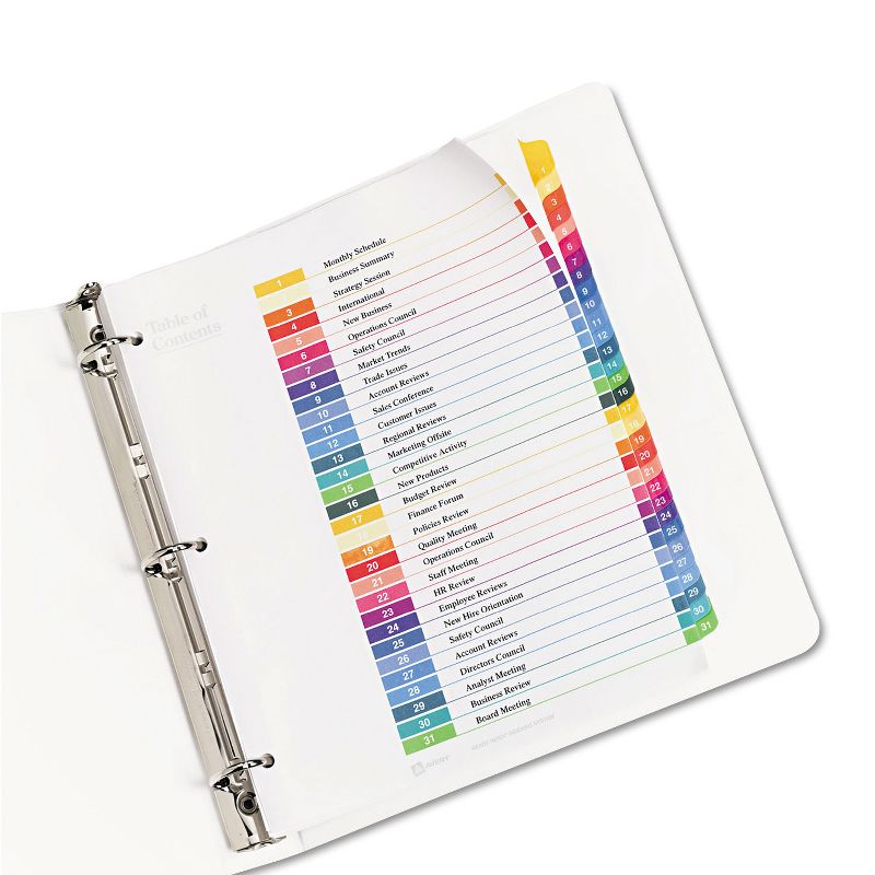 Avery Ready Index Customizable Table of Contents Multicolor Dividers 31-Tab Letter 11129, 3 of 9