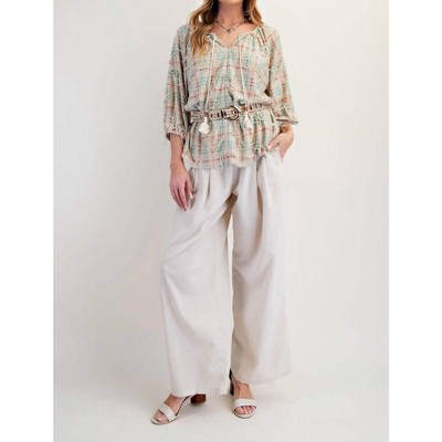 Women's Self-distressed Plaid Top - Easel