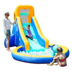 SKONYON Inflatable Water Slide Kids Bounce House Castle Splash Pool with Blower - 1 of 4