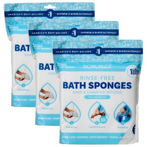 Scrubzz No Rinse Bath Wipes for Adults Bathing, Adult Rinse Free Bath Sponges - Disposable - 1 of 4