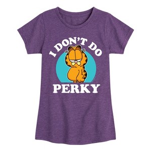 Girls' - Garfield - I Don't Do Perky Fitted Short Sleeve Graphic T-Shirt - 1 of 4