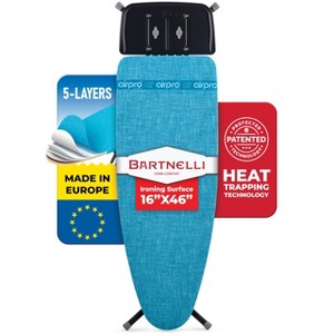 Bartnelli Wooden Top Ironing Board, 5-Layer Steam-Reflecting Cover, Adjustable Height, 46x16” - 1 of 4