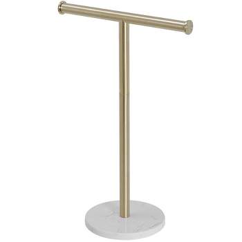 BWE Freestanding Tower Bar With Natural Marble Base T-Shape Towel Rack For Bathroom Countertop