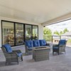 POCASSY 4-Piece Outdoor Furniture Set with 50000BTU Propane Fire Pit, All Weather Wicker Patio Fire Pit Table Set with 3-Seater Sofa and Club Chair - 2 of 4
