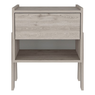 NicBex 18.8 inch Wide Nightstand with 1 Drawer,Wood Side Table with Metal Rails and Open Shelf,Modern Bedside Table for Bedroom,Living Room,Gray/Black