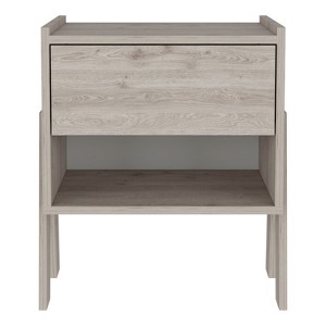 NicBex 18.8 inch Wide Nightstand with 1 Drawer,Wood Side Table with Metal Rails and Open Shelf,Modern Bedside Table for Bedroom,Living Room,Gray/Black - 1 of 4