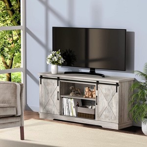 TV Stand for 65" Television, Modern Farmhouse Sliding Barn Door TV Stand, 58" Entertainment Center TV Console - 1 of 4