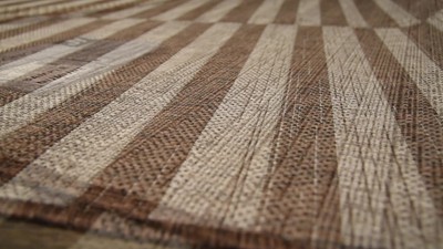 Ivory and Black Stripe Synthetic 8' x 10' Easy-Care Rug