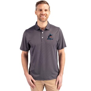 Miami Marlins Cutter & Buck Pike Eco Symmetry Print Stretch Recycled Mens Polo - 1 of 1