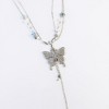 Anna-Kaci Women's Rhinestone Butterfly Chain Belt with Layered Drape Details and Adjustable Closure 39.5in - Silver - 2 of 4