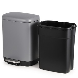 Stainless Steel Trash Can with Lid – Soft Close Step-On Pedal, Fingerprint-Resistant, Ideal for Kitchen or Bathroom - 1 of 4