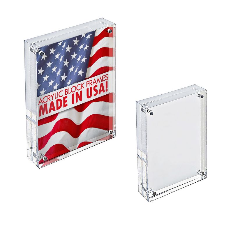 Azar Displays Clear Acrylic Magnetic Photo Block Frame Set with 4x6 and 5x7 size Frames, 3 of 10