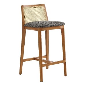 Modway Monarch Wood Counter Stool with Cane Rattan Back and Padded Seat - 1 of 4